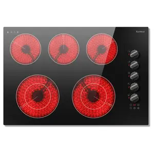 Karinear 30-In 5-Burner 8600W Electric Induction Cooktop - Multi-Burner Hobs with Hybrid UI, Knob & Touch Controls, Child Lock, Ceramic Indicator