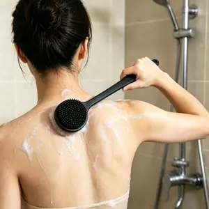 A back washing machine suitable for showers, equipped with a long-handled bath brush, a soft back cleaner, a unisex bath brush, an exfoliating shower scrubber, a Silicone shower brush, a Body care tool, and high-quality bathroom shower accessories.