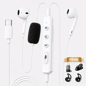KM08 White In-Ear Monitor Karaoke Headset with Mic, Real-Time Voice Monitoring, Built-in Sound Card for Sound Effects & Voice Changer, Wired Earbuds 2-in-1 Microphone & Headphone for TikTok, YouTube
