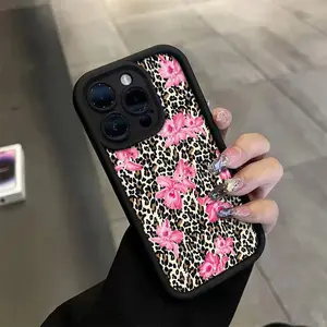 Featuring Pink Hibiscus Flowers with a Leopard Print, Suitable for TPU Cases for Iphone 17 Pro Max Plus Air/ 16 15 14 13 12 11 Pro Max, Compatible with Iphone 14/13 Pro/12/11 Plus/X/Xs Max, Offering Full Protection with a Stylish And Durable