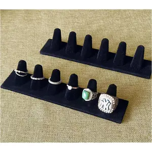 Black Velvet Ring Display, Ring Holder Display for Jewelry Stand, Ring Displays for Selling, Jewelry Display Stand and Ring Organizer for Ring Storage, 2 Pcs