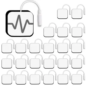 24pcs Tens Electrode Pads, Portable Pain Relief, Compatible with Auvon Tens, Tens 7000, Etekcity, Nicwell Care Tens, Latex-Free, 2mm Connector Leads