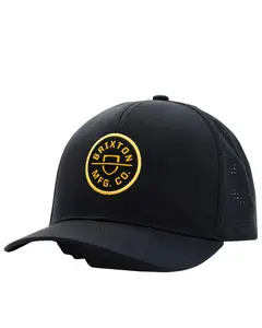 Brixton Men's Crest Circle Logo Patch Crossover Mp Ball Cap - 10730-Black