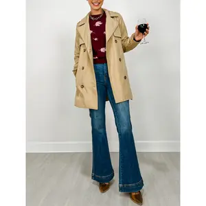 Nylon Like Midi Trench Coat With Belt