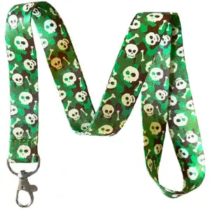 Execucat Lanyard - Camouflage Skulls (Green) - ID Badge Holder & Keychain