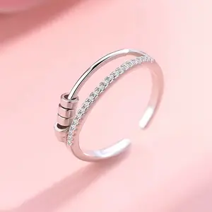 Anxiety Relief Fidget Ring with Rotating Beads – Calming Jewelry for Women and Girls