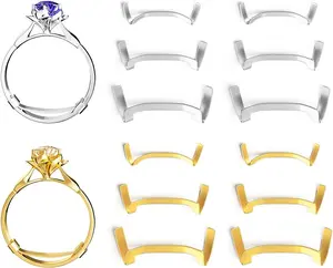 Filled Metal Ring Guard Set Loose Rings 12 Pack 3 Sizes Different Band Widths Invisible Ring Adjuster Tightener Spacer Fitter Golden Silver Color