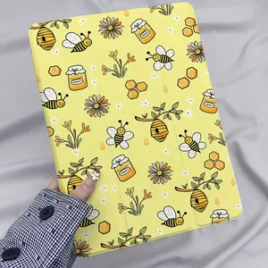Yellow Bee Honey, with adjustable stand and pen slot, foldable non-slip TPU protective case, suitable for iPad mini, iPad Air, iPad Pro/iPad 10th generation, 11th generation and other series iPad protective cases