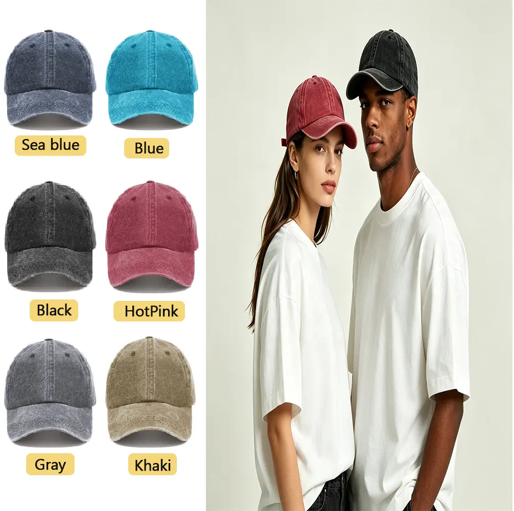 Unisex Cotton Retro Wash Baseball Cap - Adjustable, Breathable Flip-Up Brim, Machine Washable, Suitable for Beach Vacations, Everyday Wear