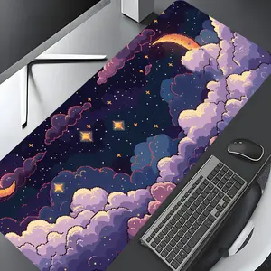 Dreamy Purple Starry Sky Cloud Mosaic Large Gaming Mouse Pad,aesthetic Desktop Drotection Pad,washable Rubber Pad Non-slip Lock Edge Multi-size Mouse Pad Suitable for Home Office,good Gift for Family and Friends, Desktop Accessory