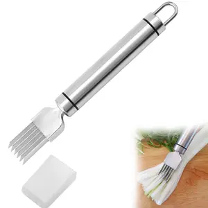 2PCS Stainless Steel Chopped Green Onion Knife, Kitchen Tool Slice Cutlery Vegetable Cutter Sharp Scallion Cutter Shred Knife, for Kitchen Cutting Vegetables Onion Garlic Slicing Tool
