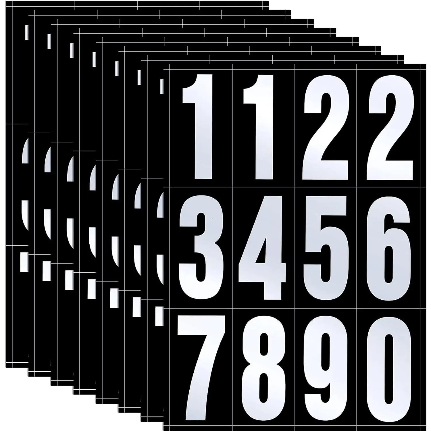 96 count 8 Set Reflective Mailbox Numbers Vinyl  Numbers 0-9 Self Adhesive for Outside Signs Door  Address Trash   Business(3 Inch, in Black)
