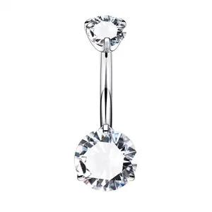 Solid G23 Titanium Belly Button Ring Internally 10mm Threaded Zircon floating navel Piercing Jewelry for Women Cute Design Gift