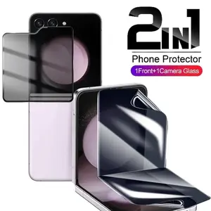 2 in 1 Anti-spy Phone Screen Protector, 2 Counts/set Tempered Glass Screen Protector & Hydrogel Film, Phone Accessories for Samsung Galaxy Z Flip 7 6 5 5G, Cover