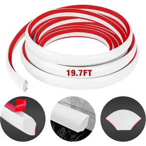 Flexible Quarter Round Molding Self Adhesive (White, 19.7 Ft) Peel and Stick Flexible Corner Molding Trim Caulk Strip for Ceiling, Molding, Wall Corner, Tile Edge, Countertop Cabinet Edge