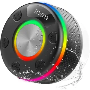 Speaker, Shower Speaker, IP7  Portable Speakers  5.4 with  Sound, RGB Light/LED Display/Hands-Free Call/Suction Cup  for Bathroom Sing-Along Stocking Stuffers