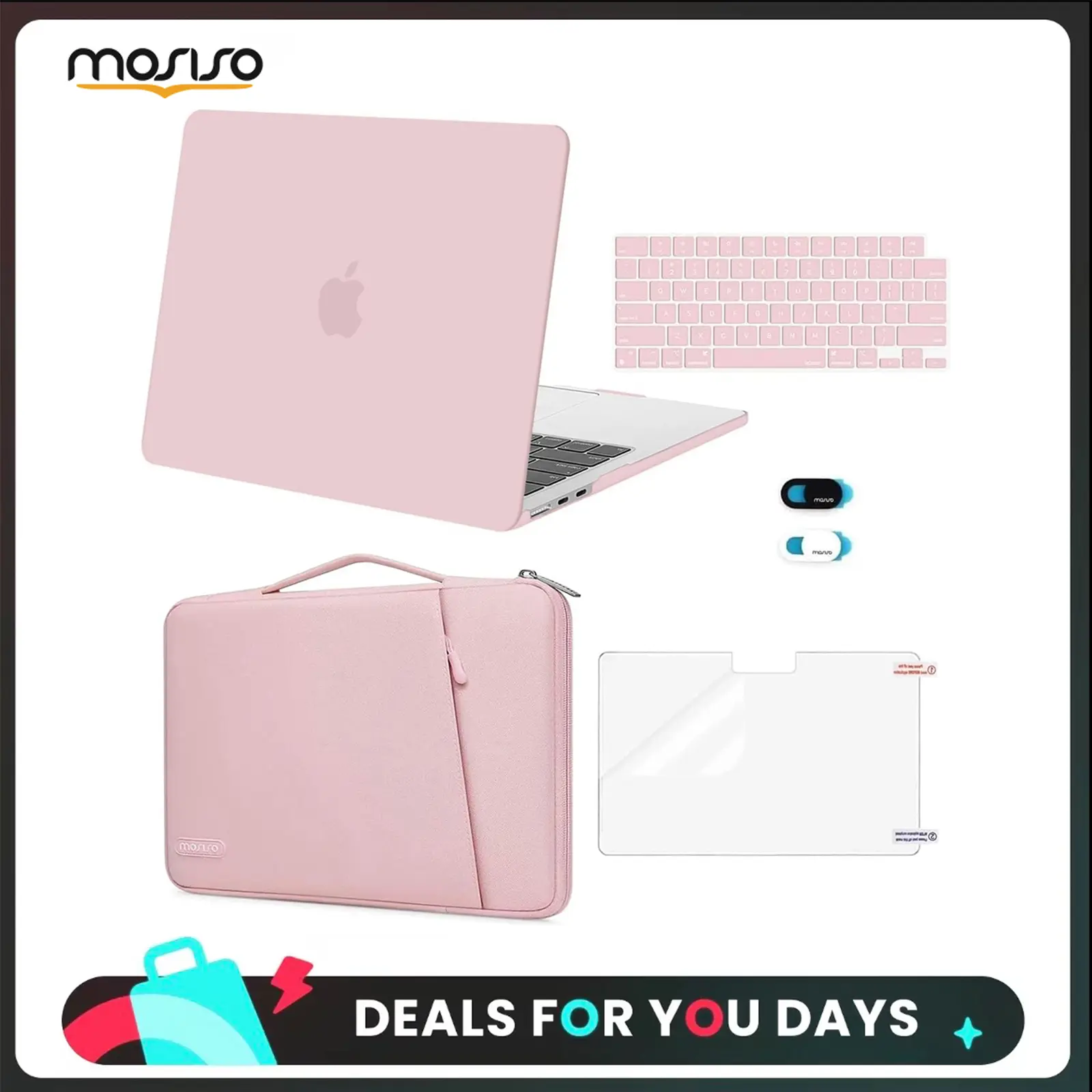 MOSISO 13-in/13.6-in Solid Laptop Case for MacBook Air (2023-2026 M4 A3240, M3 A3113, M2 A2681) - Plastic Hard Shell, Flexible 360 Protective Bevel Bag, Keyboard Cover, Webcam Cover, Anti-Slip Screen Protector for Adults, Commuting, Daily Protection