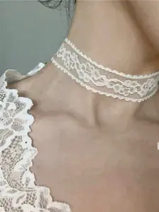 Fashion Rose Lace Choker Necklace for Women, Layerable Hollow Out Lace Party Holiday Versatile Elegant Necklace, Stylish Jewelry Accessory, Layered Necklaces