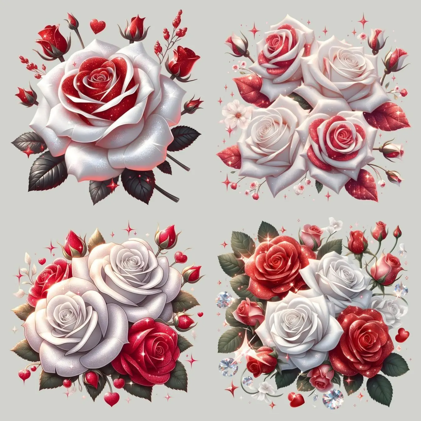 Rose Pattern DIY Rose Flower Iron on Transfer Sticker, 4 Counts/set Heat Transfer Sticker, DIY Decorative Sticker for Clothes, Backpacks, T-shirt, Hoodie, Canvas Bag, DIY Decoration, Craft Supplies