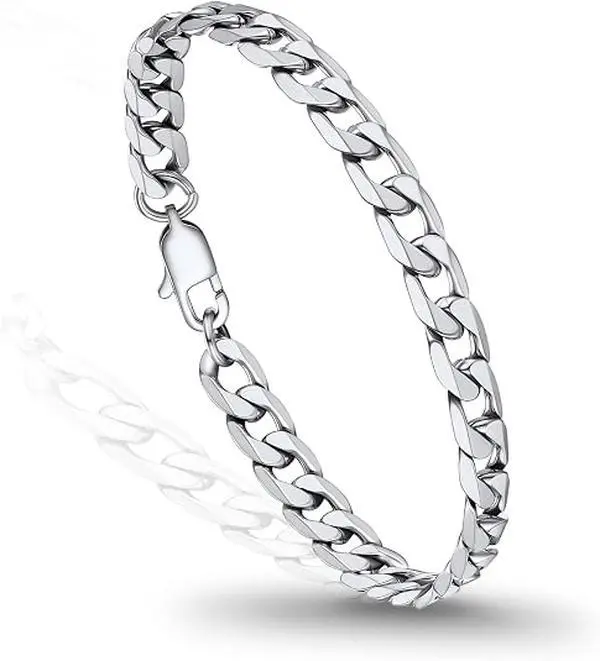 Bracelets for Men, Figaro/Cuban Mens Bracelet, Silver/Gold/Black Bracelets for Men, Figaro/Cuban Mens Bracelet, Silver/Gold/Black