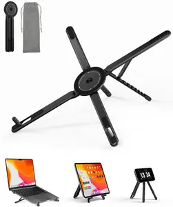 Portable desktop laptop computer stand, three-in-one adjustable aluminum magnetic folding mobile phone stand, 8-level height adjustable laptop computer stand, 8-level height adjustable laptop computer riser