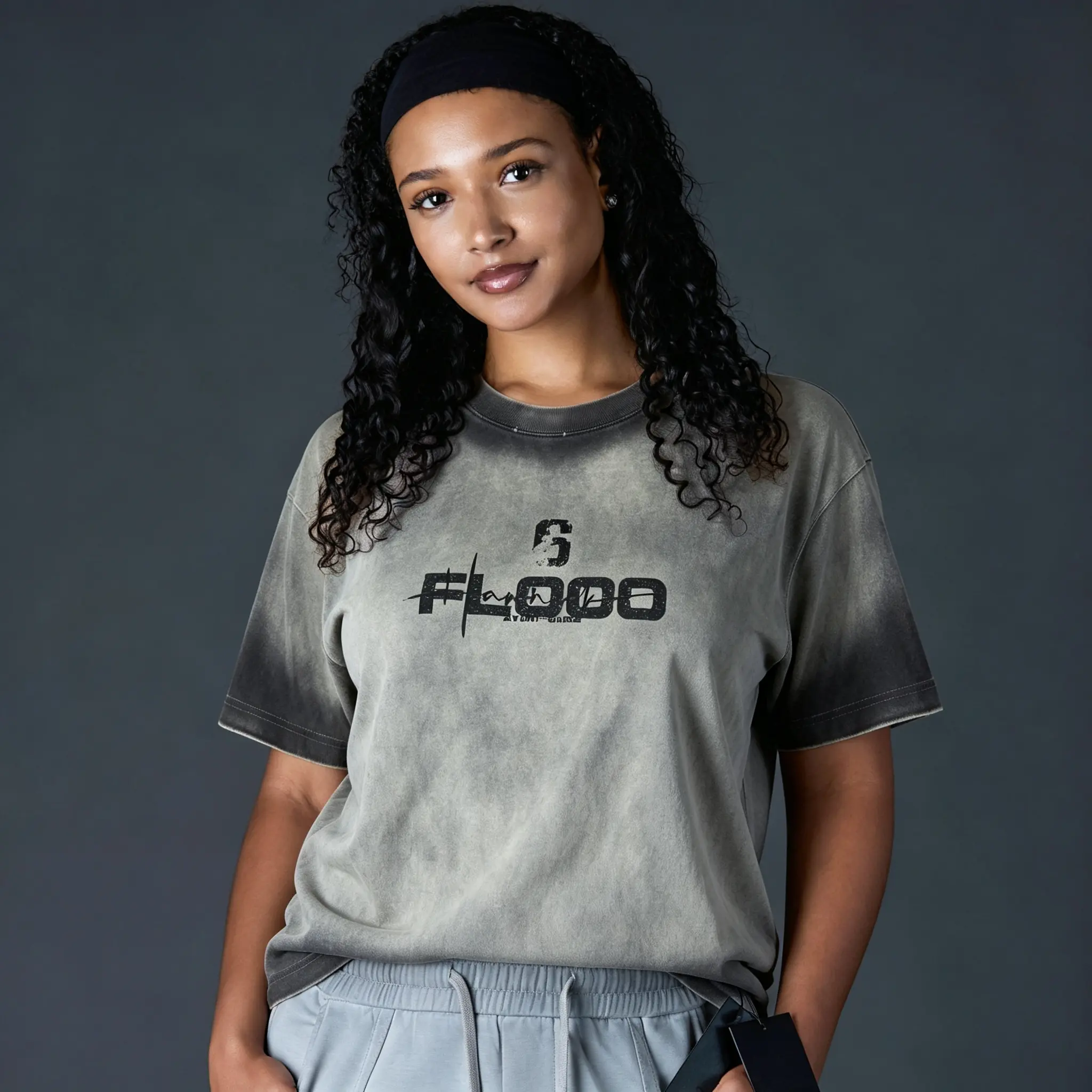 Flooo 2026 New Drop Vintage Gradient Washed Graphic Short Sleeve T-Shirt, Streetwear Distressed Tie Dye Crew Neck Tee, Casual Loose Fit Letter Print Basic Top For Men Women