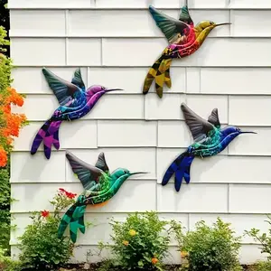 4pcs Iron Hummingbird Decorations, Colorful Metal Wall Art, Outdoor Garden Decoration, Garage Door Decor, Party Supplies, Holiday Gifts