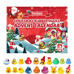 1 Kit 24-Piece Christmas Rubber Ducks Advent Calendar Blind Box - Countdown Style, Bath Toys for Kids, Xmas Party Favor/Gift Exchange Item, Goodie Bag Stuffer, Suitable for Boys, Girls