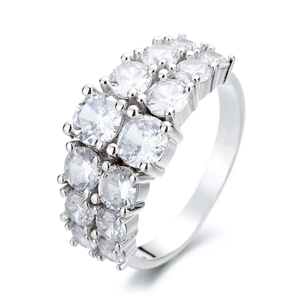 14k White Gold Two Row Graduated Ring