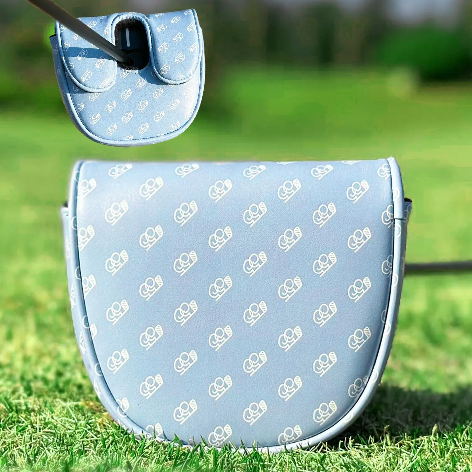 Light Blue Half-Moon Golf Putter Cover, Reliable Golf Club Protector, Durable Golf Training Accessory, Golf Equipment, Golf Accessories, Universal Fit, Fits Most Mallet Putters