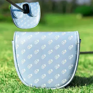 Light Blue Half-Moon Golf Putter Cover, Reliable Golf Club Protector, Durable Golf Training Accessory, Golf Equipment, Universal Fit, Fits Most Mallet Putters