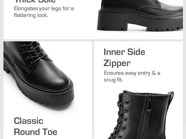 DREAM PAIRS Chunky Non-Slip Combat Ankle Boots