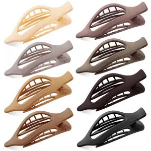 Flat Hair Clips for Women, 8 Pack French Concord Claw Clips for Thick Thin Curly Hair, Strong Hold No Slip Grip Hair Claw Clips,mother's day gifts, Neutral Colors D