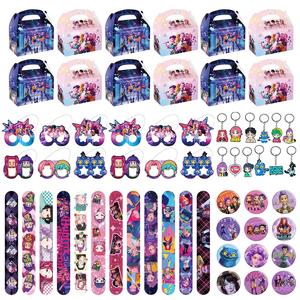 Korean cartoon girl group birthday party gift set of five items, 12 bracelets, 12 keychains, 12 badges, 12 decorative glasses, 12 gift boxes, is the best choice for parties and gatherings