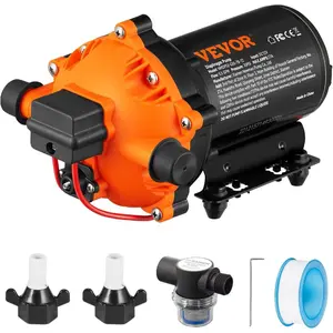 VEVOR Washdown Pump, 12V DC, 7 GPM 60 PSI, Max. 10 FT Lift Self Priming Water Pump, w/EPDM Valve, Universal Salt Water Strainer Female/Male Thread, for RV, Marine Deck, Yacht