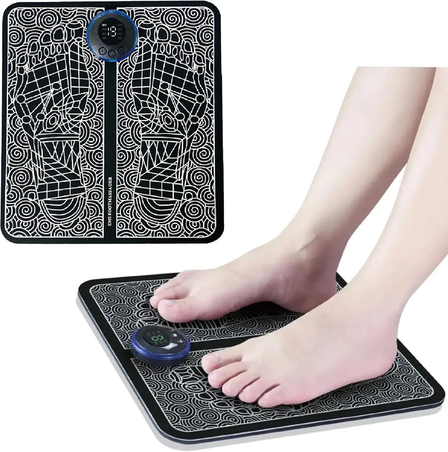 Electric EMS Feet Massager Mat - Portable Body Muscle Stimulator for Back & Abs Exercise, Toning, Pain Relief, Universal for Friends, Wife, Husband
