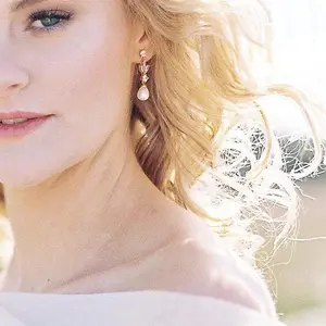 Blaise Simulated Diamond Pearl Bridal Earrings Wedding Engagement Anniversary