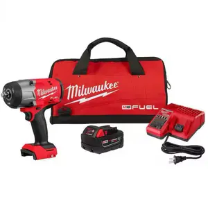 Milwaukee M18 FUEL 18V Lithium-Ion Brushless Cordless 1/2 in. Impact Wrench w/Friction Ring Kit w/One 5.0 Ah Battery and Bag