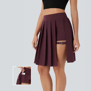 Halara Breezeful™ High Waisted Pleated 2-in-1 Adjustable Buckle Quick Dry Casual Skirt with Pocket-Longer Length