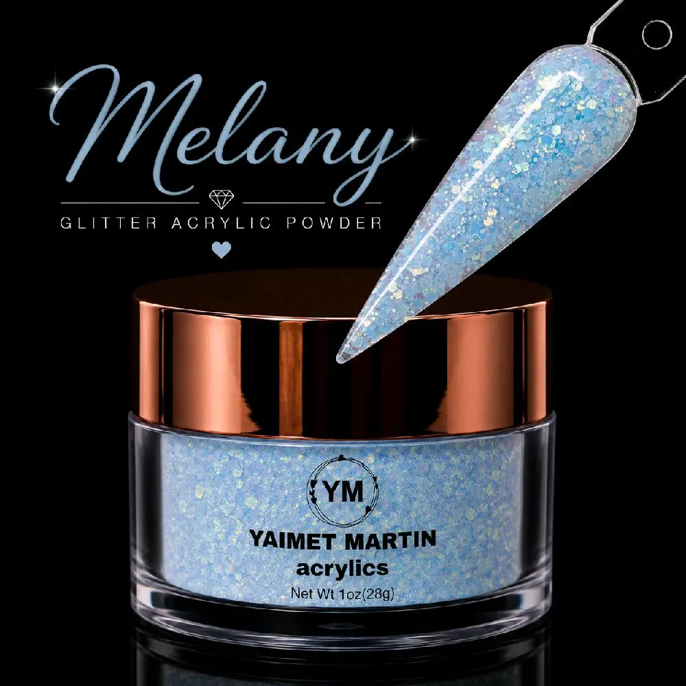 Melany Glitter Acrylic Powder, 1 oz