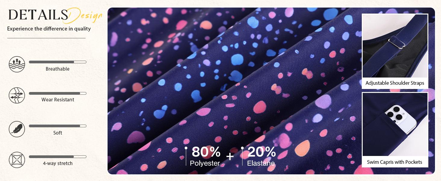 Hanna Nikole Women Plus Size Tankini Swimsuit 2 Piece Bathing Suits with Pockets Flowy Rash Guard Swimwear with Capris Shorts