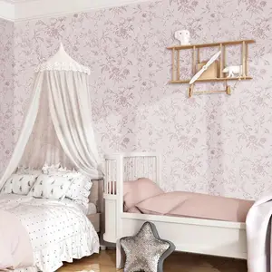 Peel and Stick Floral Wallpaper - 23.62"x119" Pink Vintage Bohemian Self-Adhesive Removable Wall Sticker, Waterproof Vinyl Contact Paper for Living Room, Cabinets, Bedroom, Kitchen Furniture Makeover.Easy DIY Home Decor, Living Room Wallpaper, Cabinet Co