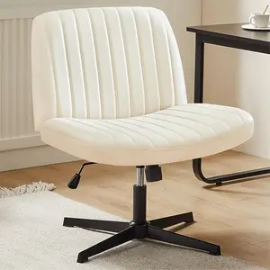 Criss Cross Chair - Armless Desk Chair No Wheels Cross Legged Office Chair Wide Swivel Home Office Desk Chairs