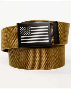 Men's Antiqued Flag Plaque Buckle Belt
