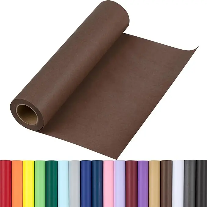 RUSPEPA Kraft Wrapping Paper Roll, 17.5 Inch x 32.8 Feet Long Recyclable Solid Color Gift Wrap Paper, Premium 80 GSM Craft Paper for Birthday Gifts, Christmas, Wedding, Bouquet Flowers, DIY Crafts, Table Cover, Packaging & Party Decorations
