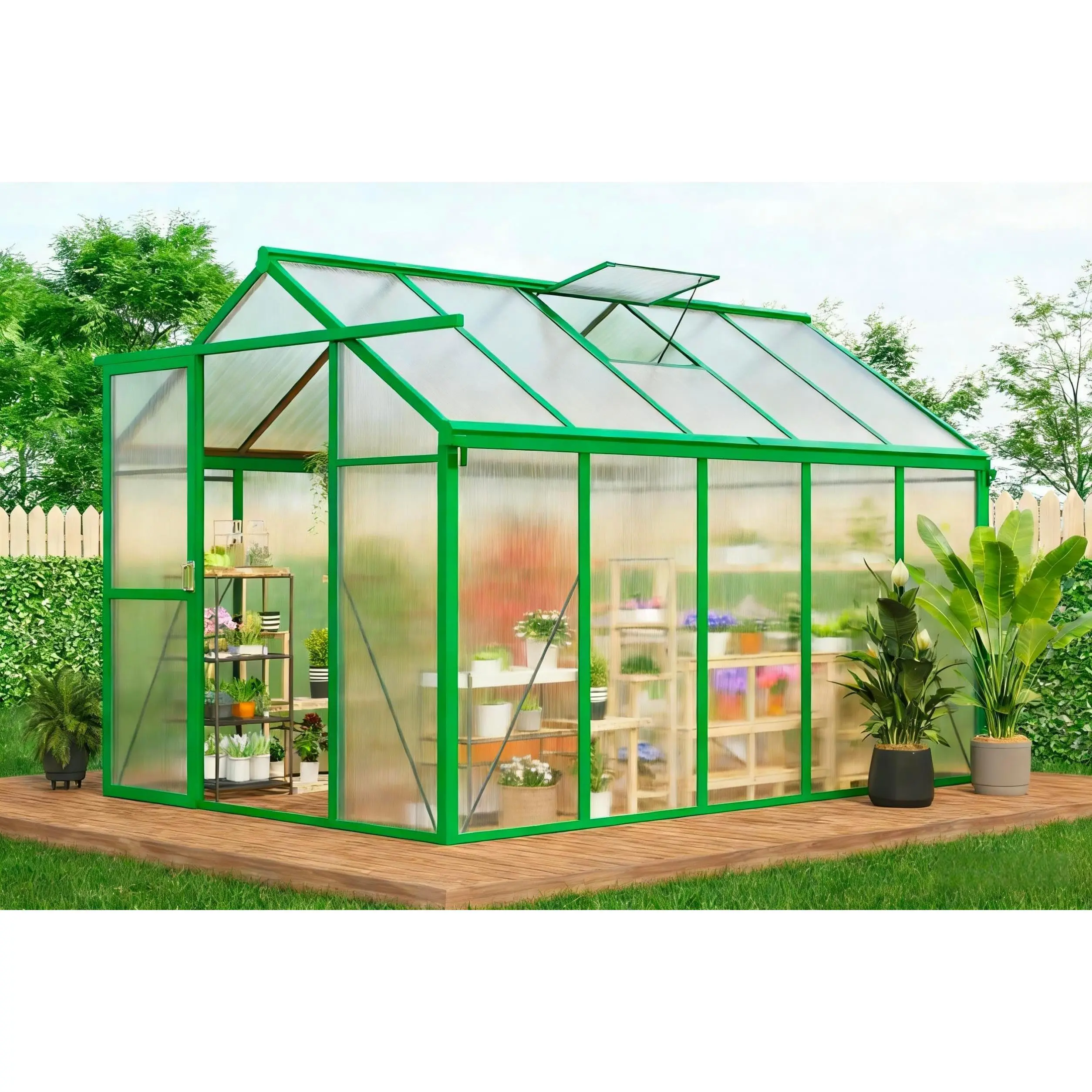6x8 FT Dark Grey Outdoor Polycarbonate Greenhouse - Aluminum Walk-in Sunroom with Roof Vent, Lockable Door, UV Blocking, Fast Setup for Backyard, Patio
