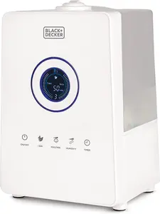 BLACK+DECKER 1.45 Gallon Ultrasonic Humidifier with Remote, Cool Mist, For Baby Essentials and Bedroom Use, 40-Hr Run Time, Touch Control LCD, Auto Shutoff, Ceramic Filter, BUHDR055, White