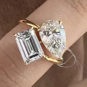 9k labgrown diamond ring 2.57g D1.54+1.54ct lf2133