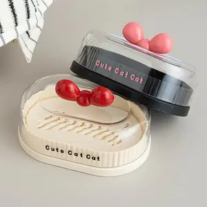 Decorative Bow Knot Soap Dish Holder with Lid, Draining Design for Bathroom Shower, Multi-Functional Countertop Storage Rack for Home Organization