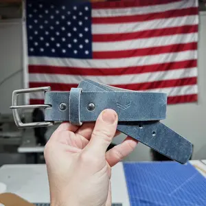 Gray Leather Belt